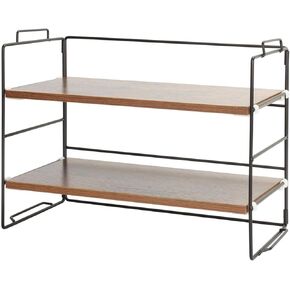 KATHY&BOB Wood Desk Shelf Organizer, 2-Tier Desktop Supplies Storage Rack, Adjustable Stackable Desk Shelf for Office, Kitchen, Bathroom, 15.75"*12.2"*7.87" (2 Sets) in Saudi Arabia