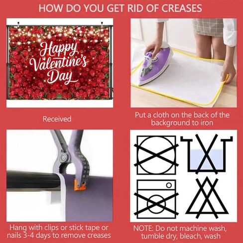 Valentine's Day Red Rose Backdrop Floral Fairy Lights Heart Love Theme Photography Background for Valentine's Day Party Decoration Romantic Photo Booth Props Wedding Anniversary Supplies 7x5FT in Kuwait