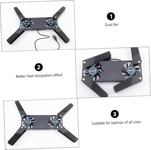 Sewroro 2PCS قابلة للطي لوحة تبريد الكمبيوتر المحمول مراوح مزدوجة USB بالطاقة دعم التهوية لجميع أجهزة الكمبيوتر المحمول خفيفة الوزن برودة للطلاب المسافرين بغرض العمل in Kuwait