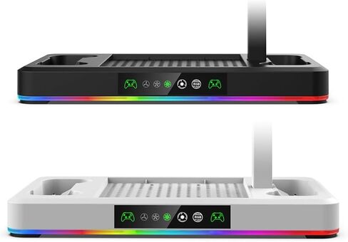مروحة تبريد وحامل شحن لوحدة التحكم ووحدة التحكم Xbox Series X/S، نظام تبريد عمودي ملحقات قاعدة شحن مزدوجة لسلسلة Xbox S/X مع أضواء RGB، حامل سماعة رأس مستقل in Kuwait