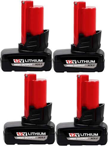 48-11-2450 12 فولت بطارية ليثيوم أيون عالية الإخراج 6 أمبير في الساعة 2 حزمة متوافقة مع أدوات ميلووكي M12 والشاحن الأصلي أيضًا لمحول سترة ميلووكي الساخنة (بديل لبطارية M12 * 2) in Kuwait