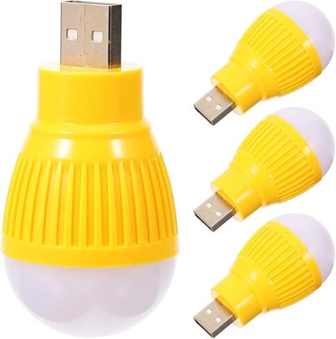 Uonlytech 4pcs USB LED Mini Light Bulbs, Warm Yellow USB Night Lights for Travel and Home, Compact Emergency Small Lamps with Soft Glow in Saudi Arabia