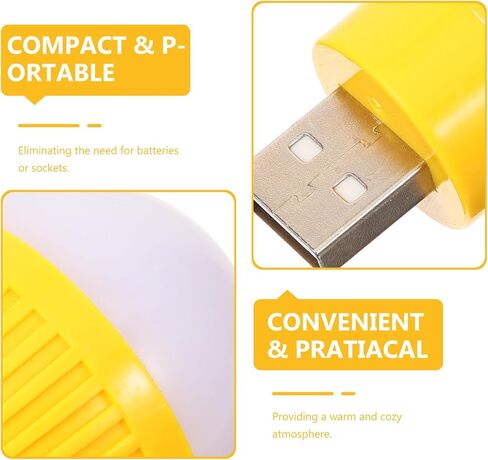 Uonlytech 4pcs USB LED Mini Light Bulbs, Warm Yellow USB Night Lights for Travel and Home, Compact Emergency Small Lamps with Soft Glow in Saudi Arabia