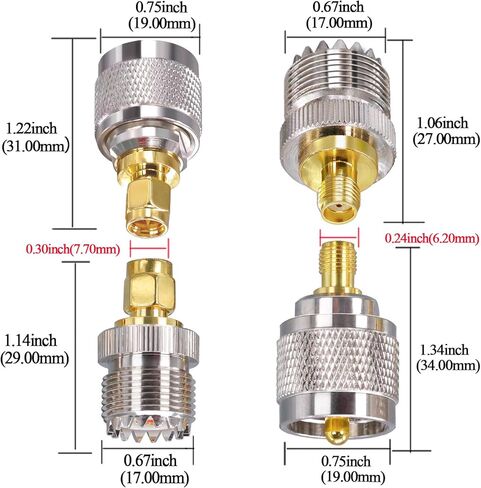 SMA إلى UHF PL259 CB محول هوائي الراديو، PL259 إلى SMA موصلات كابل محوري، SO239 إلى SMA ذكر إلى أنثى محول محوري عدة 4 أنواع مجموعة لهوائيات FPV، كابل محوري، هوائي راديو هام، أجهزة راديو Wi-Fi in Saudi Arabia