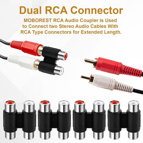 وصلة توصيل مزدوجة RCA أنثى إلى أنثى، موصل تمديد كابل محول RCA مزدوج لمكبر الصوت، ومضخم الصوت، والخلاط (4 قطع) in Saudi Arabia