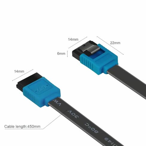 SATA Cable III, SATA Cable III 6Gbps Straight HDD SDD Data Cable with Locking Latch 18 Inch Compatible for SATA HDD, SSD, CD Driver, CD Writer - Blue in Saudi Arabia