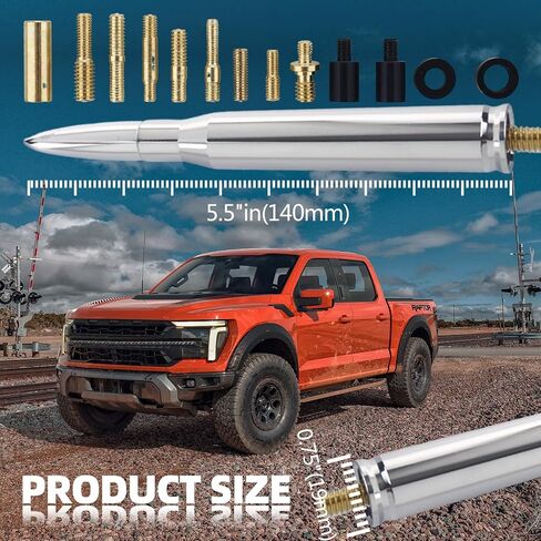 هوائي سيارة 5.5 بوصة، مظهر مصمم حديثًا، بديل هوائي رصاصة مناسب لسيارة Ford F150 F250 F350 RAM 1500 2500 GMC Denali Chevy Pick-up in Kuwait