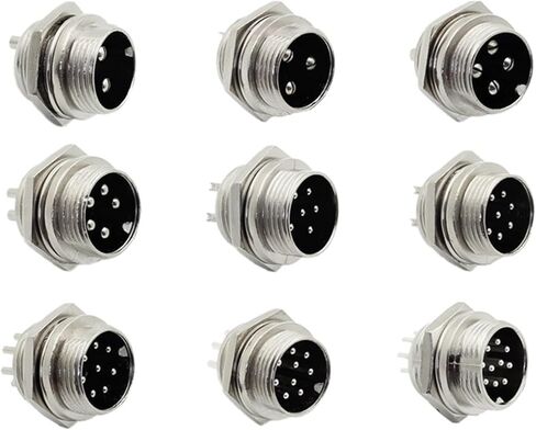 5pcs GX12 GX16 GX20 2 3 4 5 6 7 8 9 10Pin Male Female Butting Wire Cable Circular Aviation Socket Plug Panel Connector(GX16 Nut Male,10P) in Saudi Arabia