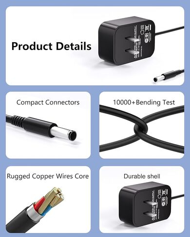 VHBW 6V Compatible with Breg Polar Care Cube Power Cord, Replacement for Breg Part 10698, for HON-Kwang DO660 D0660 00660 10698, 1.8m / 6ft — Not Compatible with Breg Polar Care Wave in Saudi Arabia