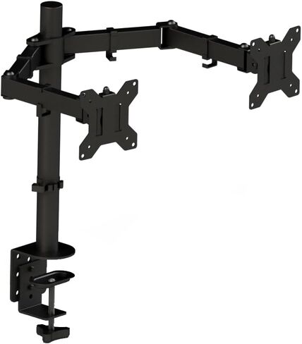 Optilite Dual Monitor Arm – Fully Adjustable Gas Spring Desk Mount for 13–27 Inch Screens, 360° Rotation, Height Adjustable, Cable Management – Fits VESA 75x75mm & 100x100mm, Black in Saudi Arabia