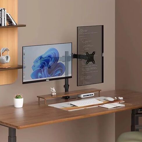 Optilite Dual Monitor Arm – Fully Adjustable Gas Spring Desk Mount for 13–27 Inch Screens, 360° Rotation, Height Adjustable, Cable Management – Fits VESA 75x75mm & 100x100mm, Black in Saudi Arabia