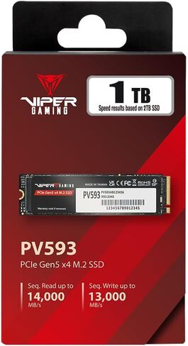 Patriot Viper PV593 1TB Internal SSD - NVMe PCIe Gen 5x4 - M.2 2280 - Sequential Read (CDM): up to 14,000MB/s; Sequential Write (CDM): up to 10,000MB/s - Solid State Drive - PV593P1TBM28H in Saudi Arabia