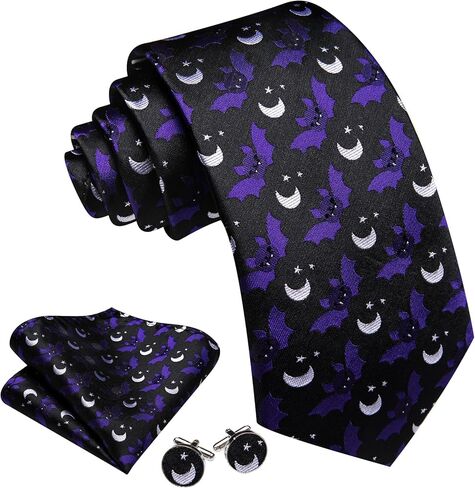 Barry.Wang Man Tie Sets Skull Ties Animal Extra Long Necktie Silk Woven Handkerchief Cufflinks Festival Party Gift in Saudi Arabia