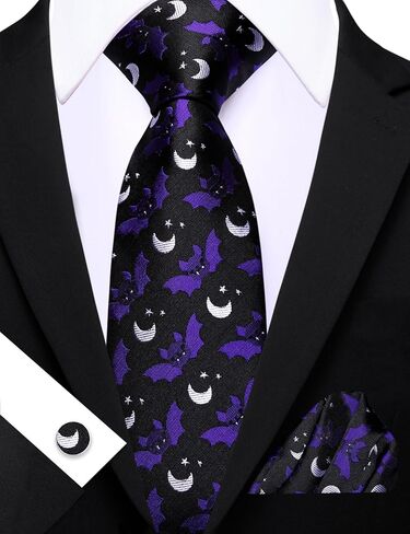 Barry.Wang Man Tie Sets Skull Ties Animal Extra Long Necktie Silk Woven Handkerchief Cufflinks Festival Party Gift in Saudi Arabia