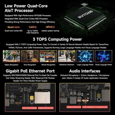 Luckfox Aura High-Performance Linux Dev Board, Rockchip RV1126B Quad-Core 1.6GHz Processor, 3 Tops Computing Power, 4K Encoding and Decoding, 4GB RAM, 0GB eMMC Flash @XYGStudy (Luckfox-Aura-04000) in Saudi Arabia