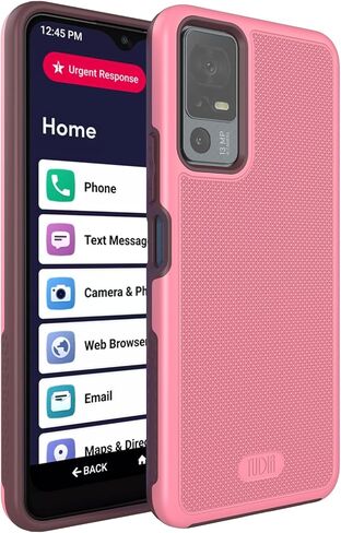 TUDIA MergeGrip for Jitterbug Smart 4 Case T608G، [تم اختبار السقوط من الدرجة العسكرية] حافظات هاتف متينة رفيعة ومتينة بطبقة مزدوجة متينة لكبار السن - وردي سموكي in Kuwait