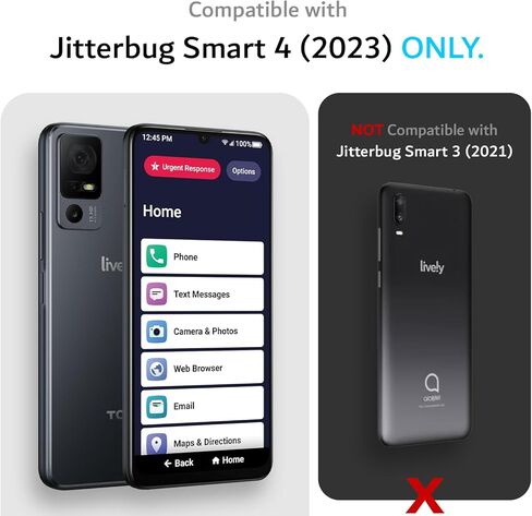 TUDIA MergeGrip for Jitterbug Smart 4 Case T608G، [تم اختبار السقوط من الدرجة العسكرية] حافظات هاتف متينة رفيعة ومتينة بطبقة مزدوجة متينة لكبار السن - وردي سموكي in Kuwait