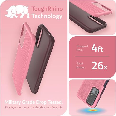 TUDIA MergeGrip for Jitterbug Smart 4 Case T608G، [تم اختبار السقوط من الدرجة العسكرية] حافظات هاتف متينة رفيعة ومتينة بطبقة مزدوجة متينة لكبار السن - وردي سموكي in Kuwait