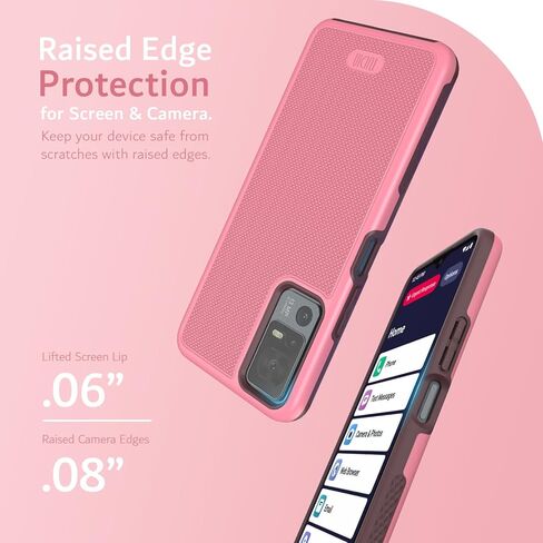 TUDIA MergeGrip for Jitterbug Smart 4 Case T608G، [تم اختبار السقوط من الدرجة العسكرية] حافظات هاتف متينة رفيعة ومتينة بطبقة مزدوجة متينة لكبار السن - وردي سموكي in Kuwait