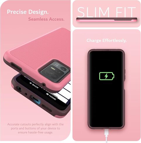 TUDIA MergeGrip for Jitterbug Smart 4 Case T608G، [تم اختبار السقوط من الدرجة العسكرية] حافظات هاتف متينة رفيعة ومتينة بطبقة مزدوجة متينة لكبار السن - وردي سموكي in Kuwait
