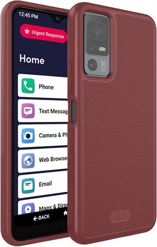 TUDIA MergeGrip for Jitterbug Smart 4 Case T608G، [تم اختبار السقوط من الدرجة العسكرية] حافظات هاتف متينة رفيعة ومتينة بطبقة مزدوجة متينة لكبار السن - وردي سموكي in Kuwait