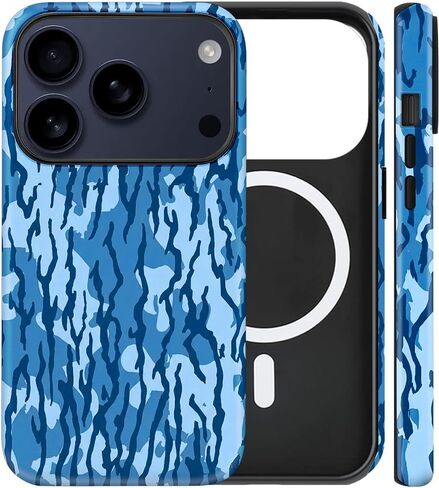 حافظة مغناطيسية لهاتف iPhone 15، حافظة هاتف مموهة باللون الوردي، حافظات حماية ناعمة نحيفة مقاومة للصدمات من مادة TPU والكمبيوتر الصلب متوافقة مع حماية MagSafe مصممة للأولاد والرجال والنساء in Saudi Arabia