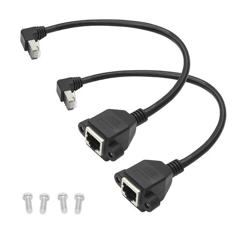2 قطعة 90 درجة Cat 6 كابل تمديد إيثرنت 1FT، الزاوية اليمنى RJ45 ذكر إلى أنثى لوحة إيثرنت جبل مع كابل تمديد محمي، التوافق Cat5e، Cat5، للكمبيوتر الشخصي، الكمبيوتر المحمول، جهاز التوجيه إلخ in Kuwait