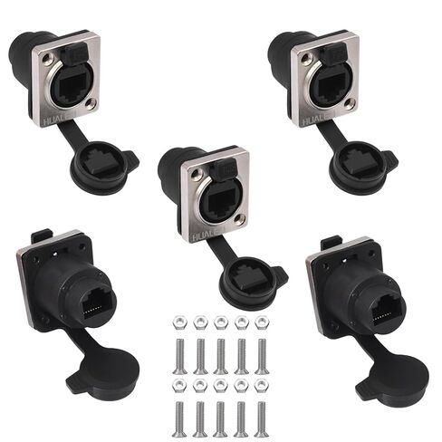 5Pack Panel Mounting CAT6 RJ45 IP65 Waterproof Signal Panel Cat5/5e/6 8P8C Connector Ethernet LAN Cable Connector,Non-Blocking,Double Head Coupler Adapter Female to Female in Saudi Arabia