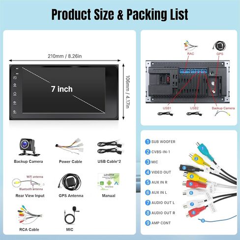 Leadfan Android Car Radio for Toyota 4Runner 2003-2009 Tundra 2003-2006 Sequoia 2003-2007 Stereo with Wireless CarPlay &Android Auto, 7inch IPS Touch Screen with GPS Navgation Backup Camera in Saudi Arabia