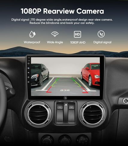 Android Qualcomm (6G+64G) راديو السيارة لسيارة Jeep Wrangler JK(2007-2018) Dodge Ram 1500(2009-2012)، مع Carplay اللاسلكي Android Auto GPS Navigation Bluetooth WiFi الخلفية احتياطية الكاميرا استبدال ستيريو in Kuwait