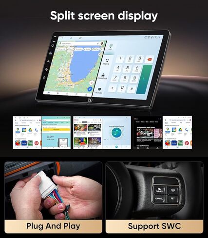 Android Qualcomm (6G+64G) راديو السيارة لسيارة Jeep Wrangler JK(2007-2018) Dodge Ram 1500(2009-2012)، مع Carplay اللاسلكي Android Auto GPS Navigation Bluetooth WiFi الخلفية احتياطية الكاميرا استبدال ستيريو in Kuwait