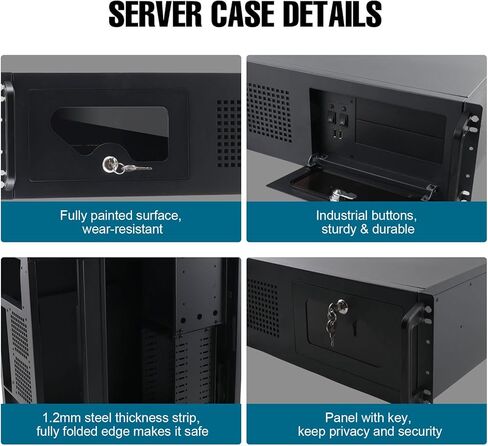 4U Server Case Rack Mount, 7X3.5 + 2X 5.25 HDD, 4U Server Chassis with 3 Pre-Installed Fans | 8 HDD Bays, Security Lockable Computer Cases for Home Lab NAS Streaming PC in Saudi Arabia