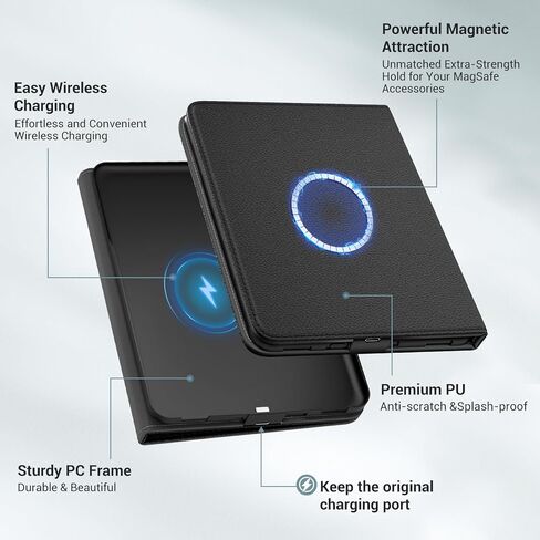 CoBak Wireless Charge Stand Case for 7" Kindle Paperwhite 12th Gen 2024 and Kindle Colorsoft with Hand Strap - Compatible with iPhone MagSafe, for Samsung/Anker Wireless Charging Pads, Auto Sleep Wake in Saudi Arabia