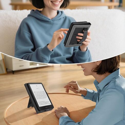 CoBak Wireless Charge Stand Case for 7" Kindle Paperwhite 12th Gen 2024 and Kindle Colorsoft with Hand Strap - Compatible with iPhone MagSafe, for Samsung/Anker Wireless Charging Pads, Auto Sleep Wake in Saudi Arabia