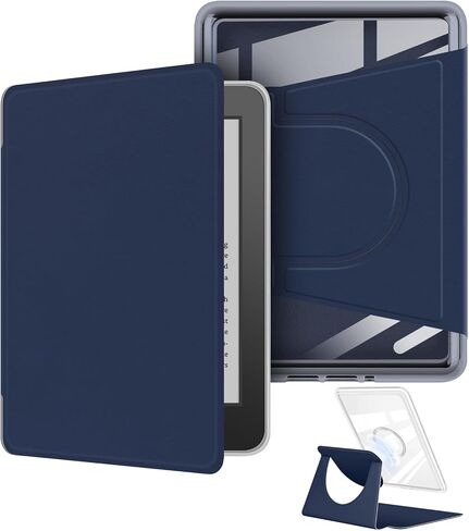 360 Degree Rotating Case for 6" Kindle Paperwhite (10th Generation-2018 Release), Detachable Magnetic Design Protective Adjustable Stand Cover Clear Back with Auto Sleep/Wake, Dark Blue in Saudi Arabia