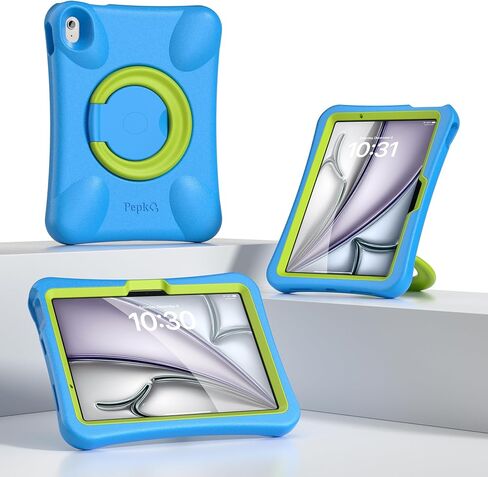 حافظة Pepkoo لجهاز iPad Air 11 بوصة، الحافظة المثالية لأجهزة iPad للأطفال، متوافقة مع iPad Air 11 2025(M3) و2024(M2)، دعامة دوارة 360 درجة. in Saudi Arabia