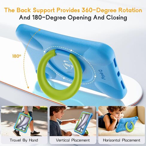 حافظة Pepkoo لجهاز iPad Air 11 بوصة، الحافظة المثالية لأجهزة iPad للأطفال، متوافقة مع iPad Air 11 2025(M3) و2024(M2)، دعامة دوارة 360 درجة. in Kuwait