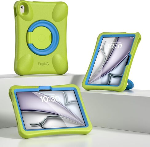 حافظة Pepkoo لجهاز iPad Air 11 بوصة، الحافظة المثالية لأجهزة iPad للأطفال، متوافقة مع iPad Air 11 2025(M3) و2024(M2)، دعامة دوارة 360 درجة. in Kuwait