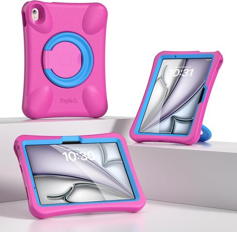 حافظة Pepkoo لجهاز iPad Air 11 بوصة، الحافظة المثالية لأجهزة iPad للأطفال، متوافقة مع iPad Air 11 2025(M3) و2024(M2)، دعامة دوارة 360 درجة. in Kuwait