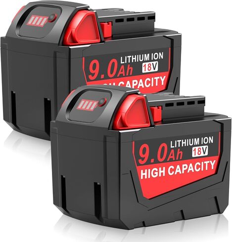 18V 9.0Ah استبدال عالي السعة لبطارية ميلووكي 18 فولت متوافقة مع بطاريات ميلووكي 18 فولت 48-11-1815 48-11-1820 48-11-1828 48-11-1830 48-11-1840 48-11-1850 48-11-1852 in Kuwait