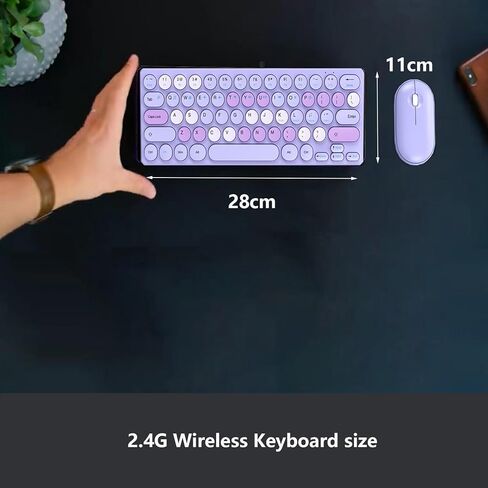 Wireless Keyboard and Mouse, Retro 2.4GHz Colorful Keyboard and 1200dpi Mouse Combo with Receiver, Auto Sleep for Computer, Laptop, PC (Purple) in Saudi Arabia