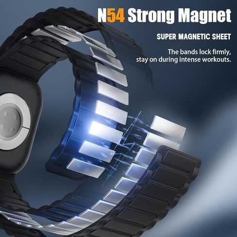 Magnetic Silicone Band Compatible with Apple Watch Bands 49mm 46mm 45mm 44mm 42mm 41mm 40mm 38mm Men Women, Soft Sport Strap Strong Magnet Watchband for iWatch Ultra 3-1 SE Series 11/10/9/8/7/6/5/4/3 in Saudi Arabia
