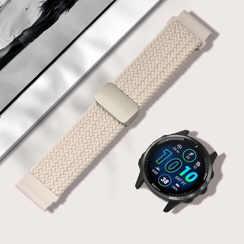 سوار ساعة من النايلون متوافق مع Garmin Forerunner 965/955/945/935/970/fenix5/fenix6، حزام بإبزيم مغناطيسي مجدول 22 مم مناسب متوافق مع Garmin Instinct/Instinct2/Instinct3 45 مم in Kuwait
