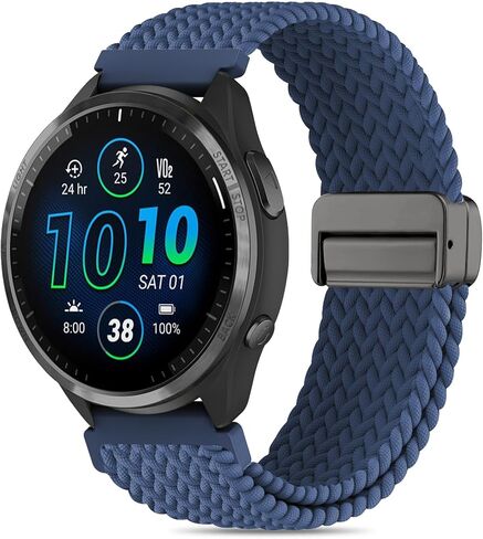 سوار ساعة من النايلون متوافق مع Garmin Forerunner 965/955/945/935/970/fenix5/fenix6، حزام بإبزيم مغناطيسي مجدول 22 مم مناسب متوافق مع Garmin Instinct/Instinct2/Instinct3 45 مم in Kuwait