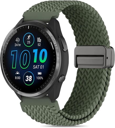 سوار ساعة من النايلون متوافق مع Garmin Forerunner 965/955/945/935/970/fenix5/fenix6، حزام بإبزيم مغناطيسي مجدول 22 مم مناسب متوافق مع Garmin Instinct/Instinct2/Instinct3 45 مم in Kuwait