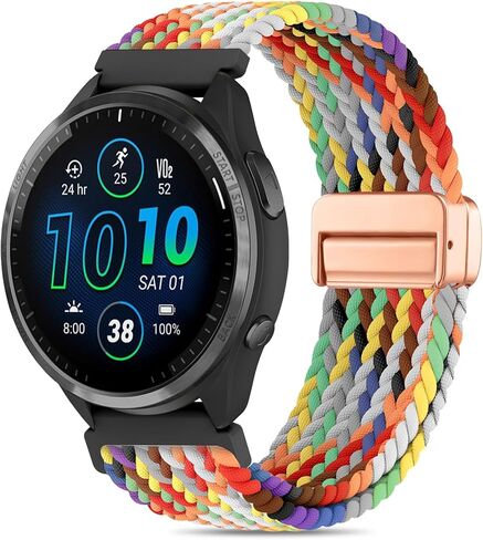 سوار ساعة من النايلون متوافق مع Garmin Forerunner 965/955/945/935/970/fenix5/fenix6، حزام بإبزيم مغناطيسي مجدول 22 مم مناسب متوافق مع Garmin Instinct/Instinct2/Instinct3 45 مم in Kuwait
