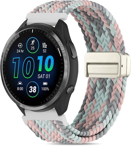 سوار ساعة من النايلون متوافق مع Garmin Forerunner 965/955/945/935/970/fenix5/fenix6، حزام بإبزيم مغناطيسي مجدول 22 مم مناسب متوافق مع Garmin Instinct/Instinct2/Instinct3 45 مم in Kuwait