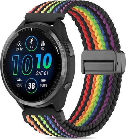 سوار ساعة من النايلون متوافق مع Garmin Forerunner 965/955/945/935/970/fenix5/fenix6، حزام بإبزيم مغناطيسي مجدول 22 مم مناسب متوافق مع Garmin Instinct/Instinct2/Instinct3 45 مم in Kuwait