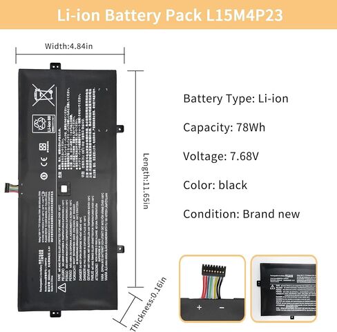 استبدال بطارية الكمبيوتر المحمول L15M4P23 لجهاز Lenovo Yoga 5 Pro Ideapad Yoga 910-13IKB Glass Yoga 910-13IKB Series L15M4P21 L15C4P22 L15C4P21 5B10L46105 5B10L22508 [7.68V 78Wh] in Kuwait