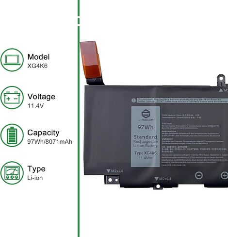 XG4K6 CPX-F8CPG Laptop Battery Replacement for XPS 9700 9710 9720 9730 Precision 5750 5760 5770 Series Notebook 001RR3 01RR3 0F8CPG F8CPG Black 11.4V 97Wh 8071mAh in Kuwait